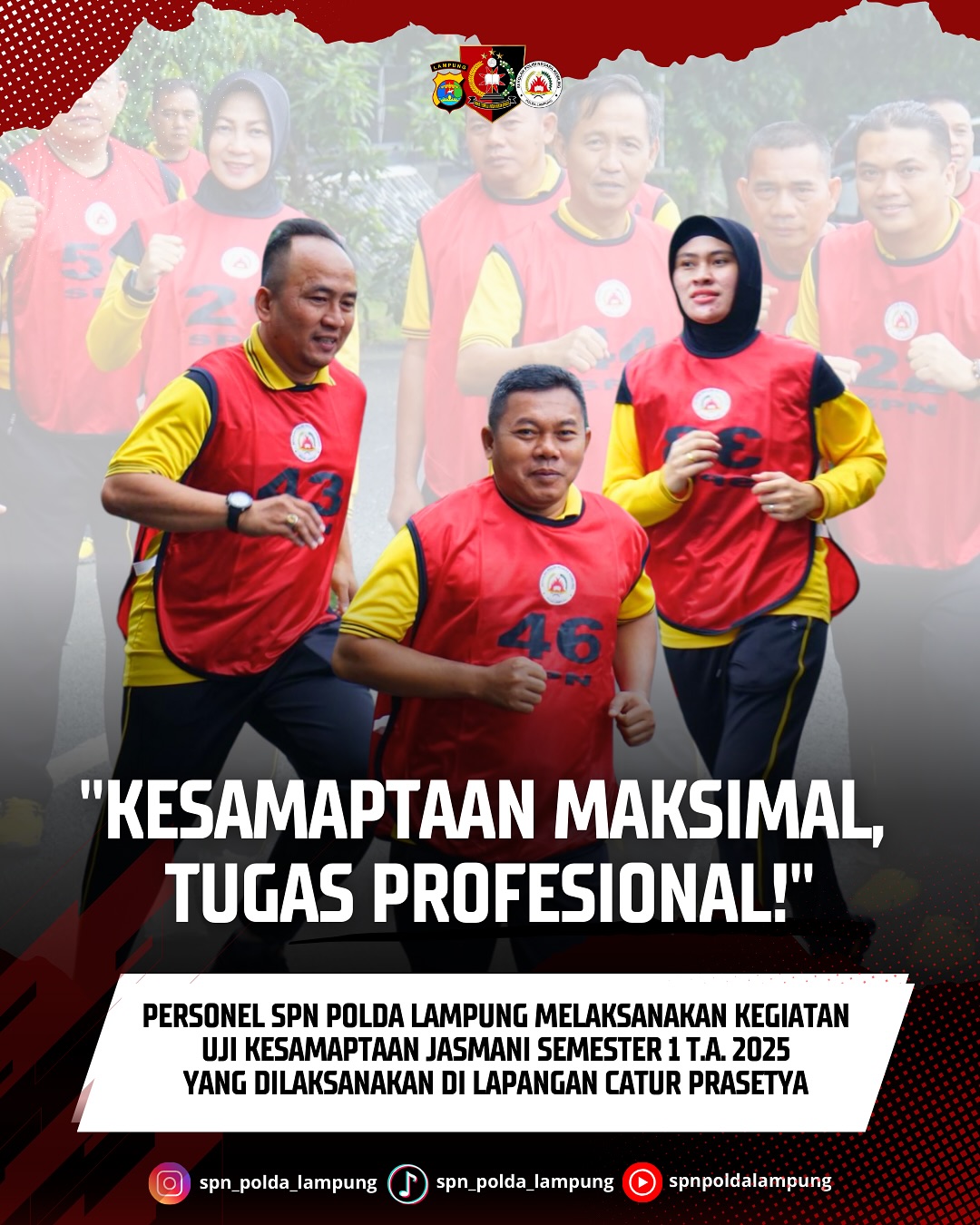  PERSONEL SPN POLDA LAMPUNG LAKSANAKAN UJI KESAMAPTAAN JASMANI DAN BELADIRI POLRI SEMESTER I T.A. 2025